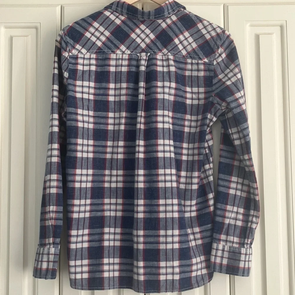 J.Crew Long Sleeved Red White Blue Plaid 100% Cotton Button Down Shirt Size S